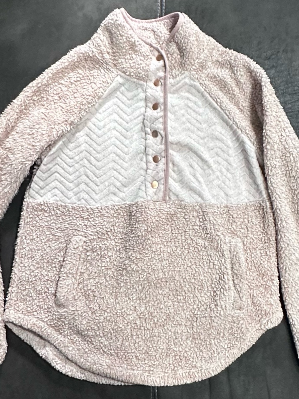 Maurices Light Pink Plush Sherpa Snap-Placket Pullover